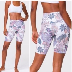 Onzie Tropical Palm Print High Rise Bike yoga  Shorts sz  s